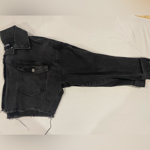Black Label Black Denim Cropped Jacket - Size Medium - Picture 10 of 10